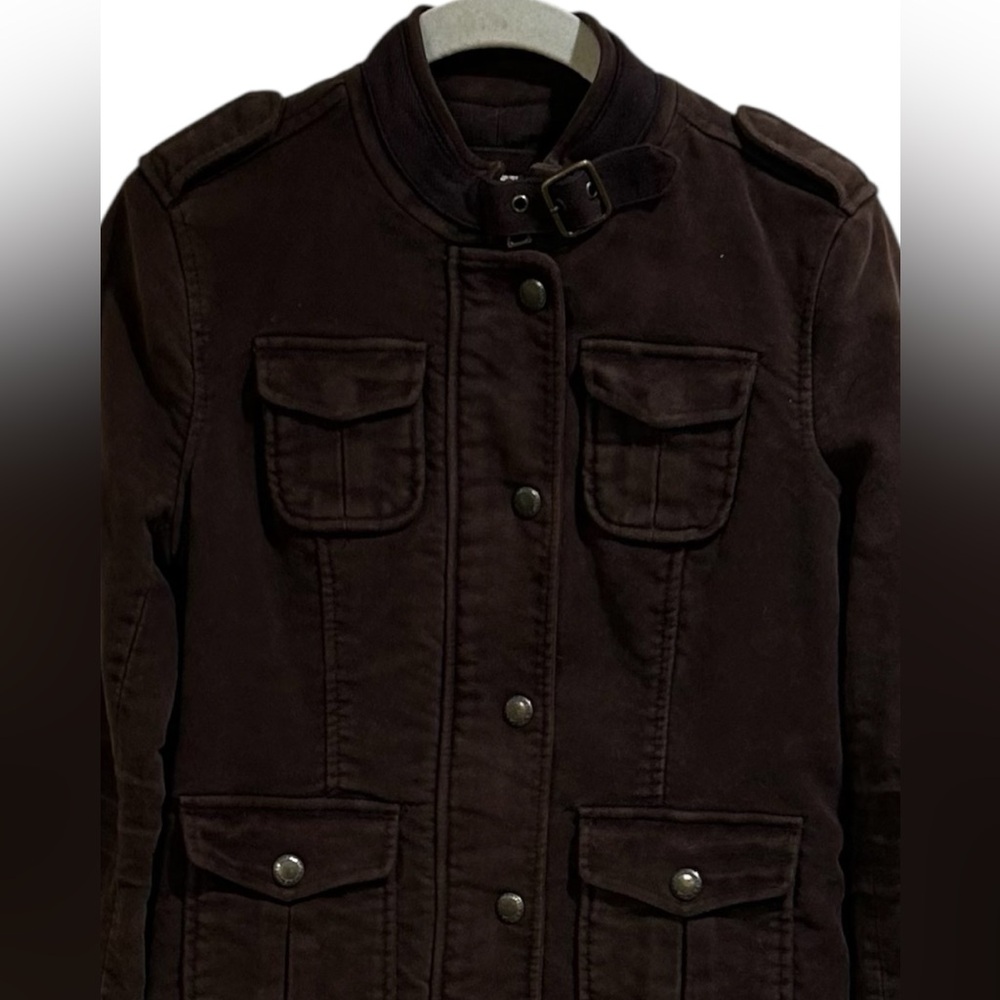 Vintage Abercrombie &Finch  Chocolate Brown Military  Moto Style Jacket Size - Picture 5 of 17